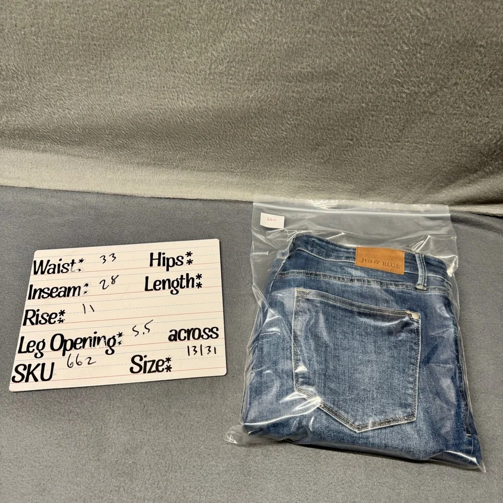 Judy Blue Jeans Womens 13/31 (33x28 ACTUAL) Skinny Fit Blue Denim Stretch